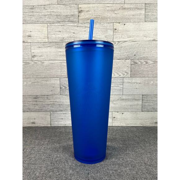 NEW Starbucks 2023 Soft Touch Matte Royal Blue Tumbler With Lid and Straw Venti - Picture 1 of 8